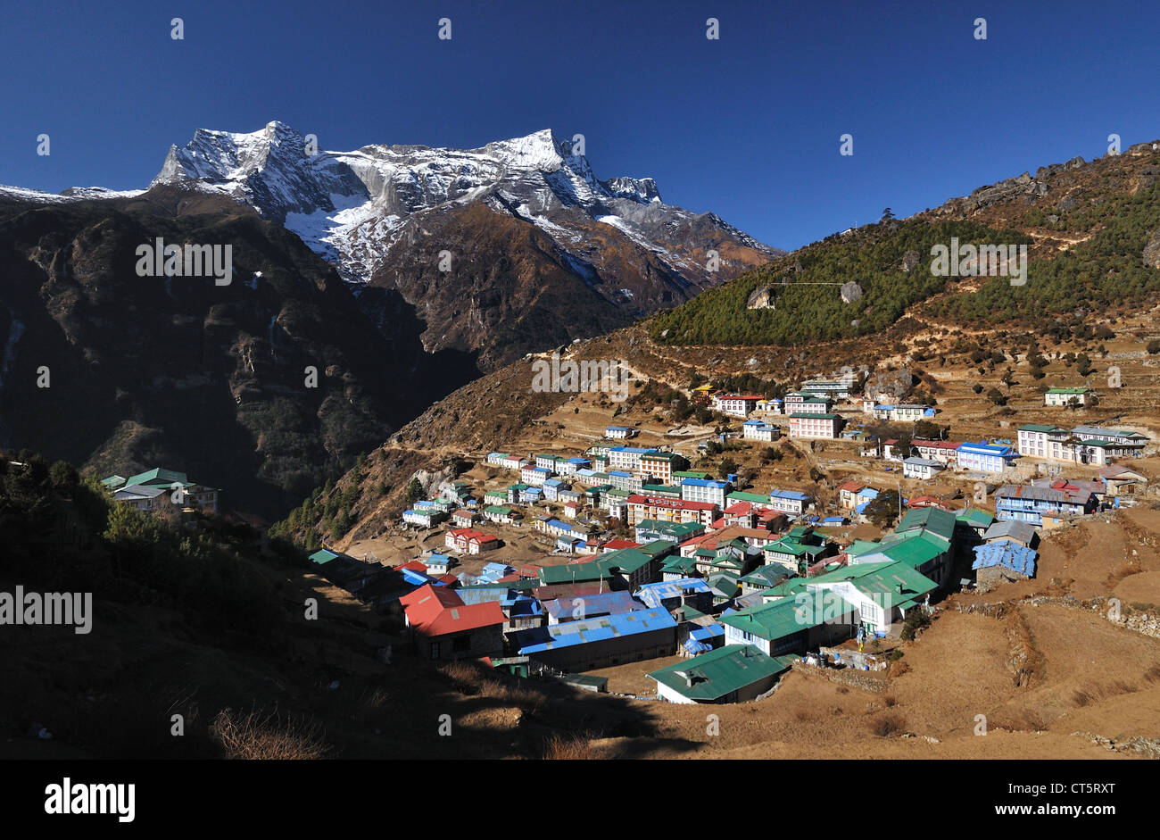 Avis de Namche Bazar dans la région de l'Everest Népal Banque D'Images