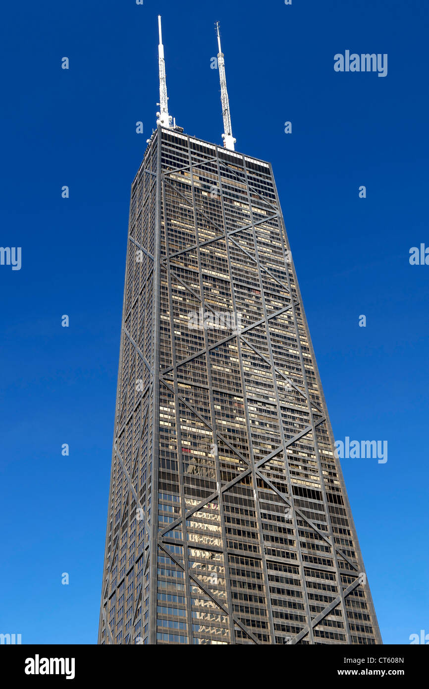 Les 100 étages de la John Hancock Tower à Chicago, Illinois, USA. Banque D'Images