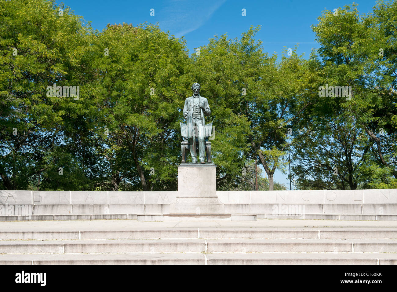 Lincoln permanent, une statue en bronze par Augustus Saint-Gaudens à Lincoln Park à Chicago, Illinois, USA. Banque D'Images