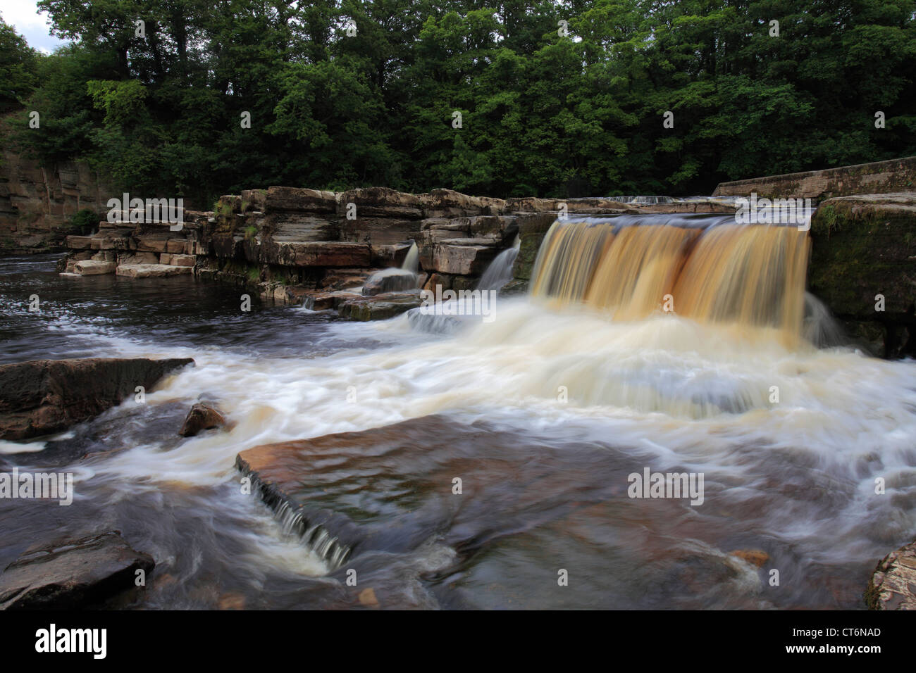 Chutes d'eau, de la rivière Swale, Richmond town ; North Yorkshire, England, United Kingdom Banque D'Images