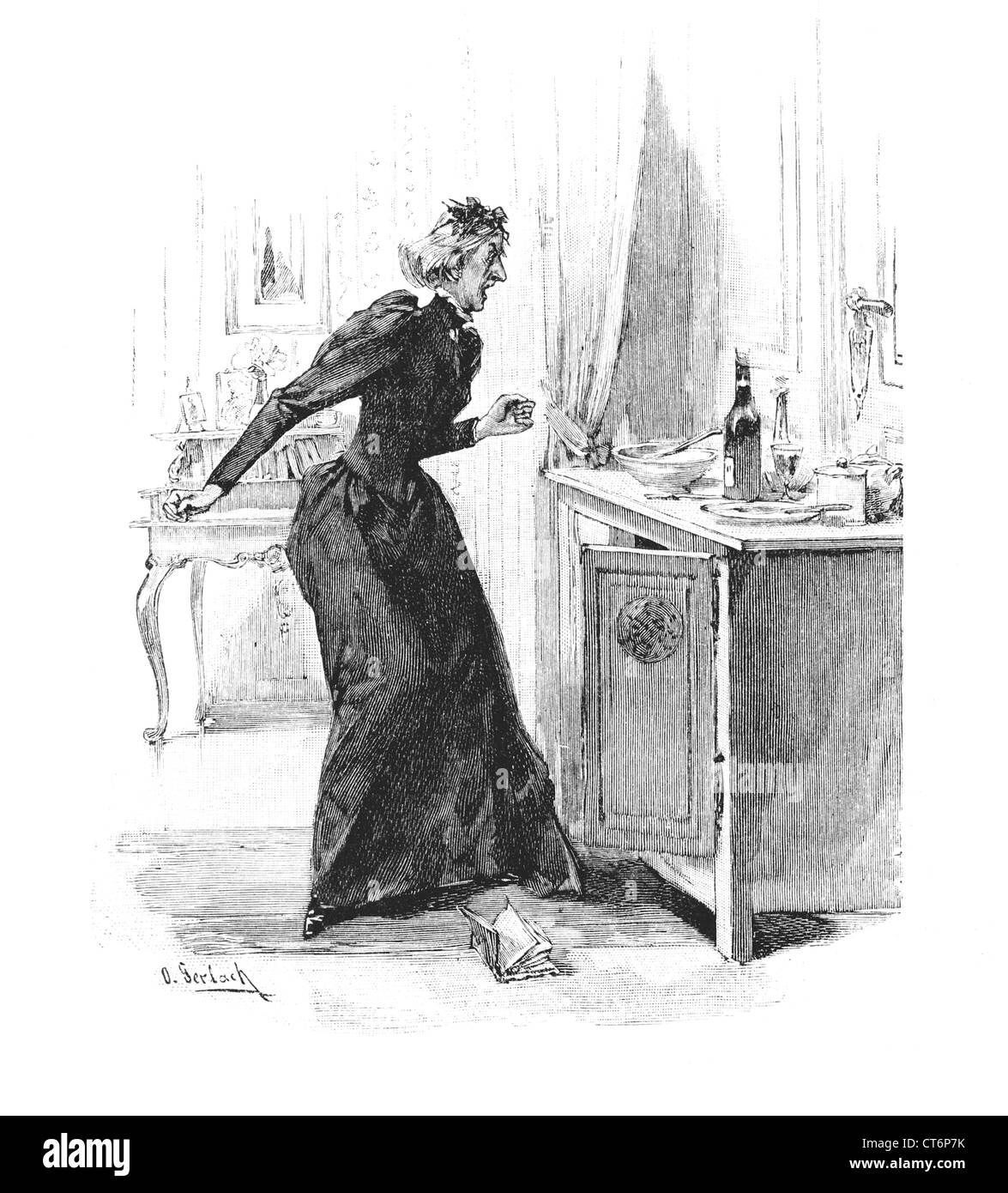 Caricature de vieille dame surpris et bouleversé Banque D'Images