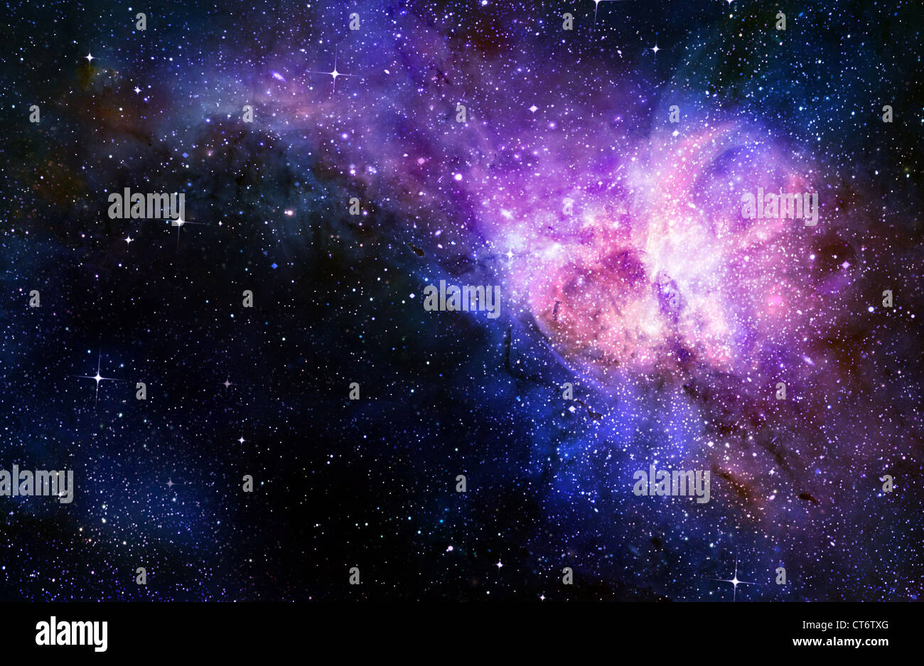 L'espace profond avec des étoiles d'arrière-plan et nebula Banque D'Images