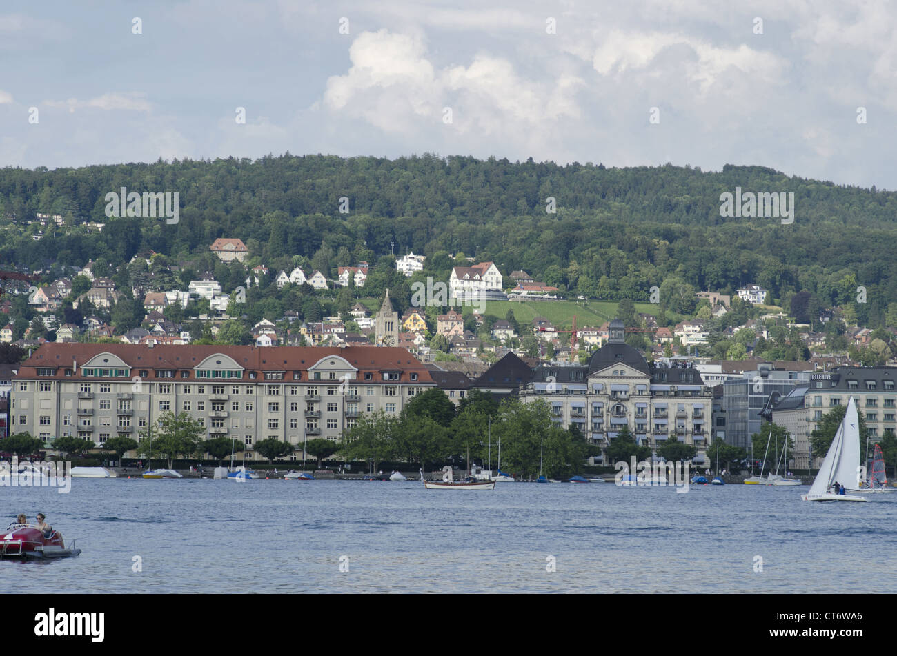 Vue sur le lac de Zurich, Zurich, Suisse Banque D'Images