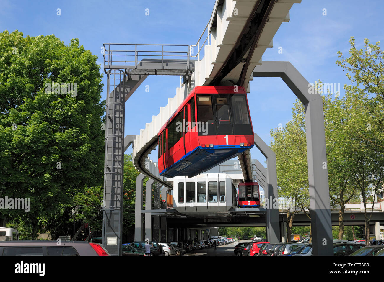 D-Dortmund, Ruhr, en Westphalie, Rhénanie-Palatinat, NRW, TU Dortmund University, H-Bahn, Haengebahn, pendaison de fer entre Nord et Sud Campus Campus Banque D'Images