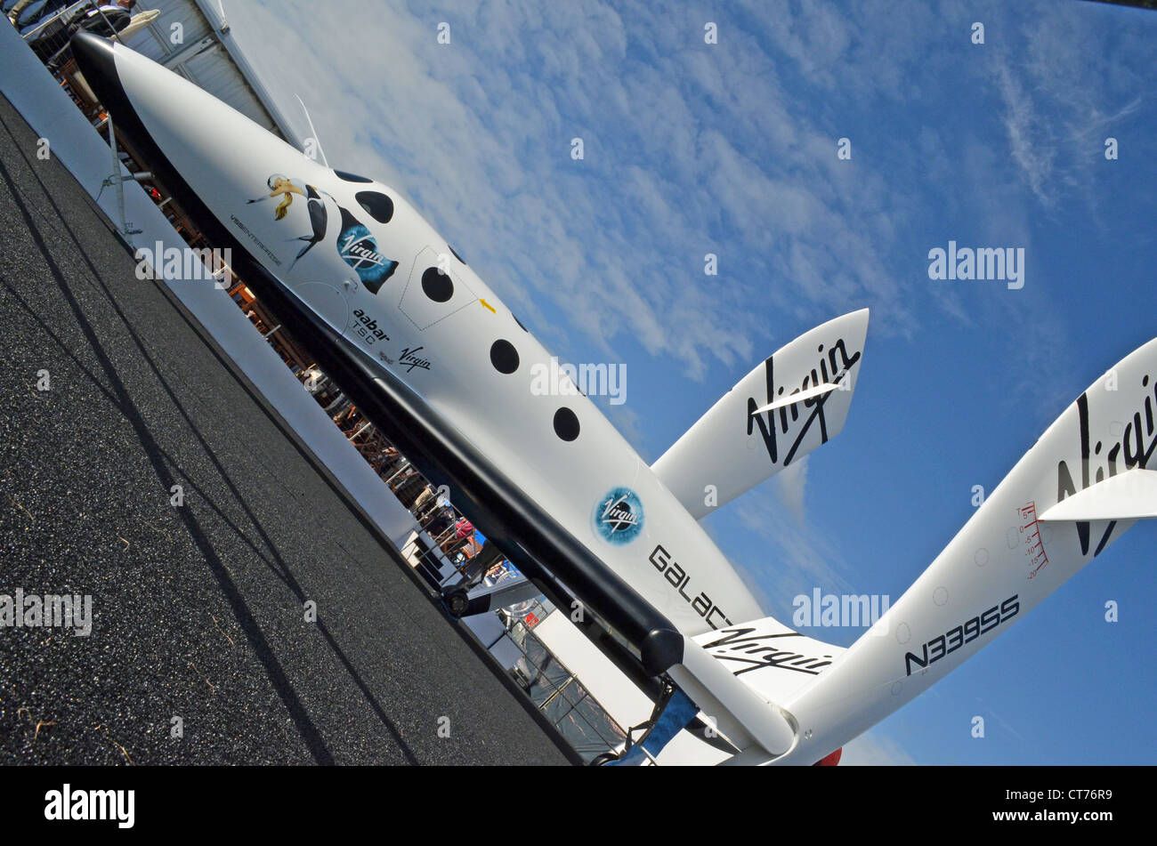 L'avion spatial de Virgin Galactic SpaceShipTwo à Farnborough 2012 Banque D'Images