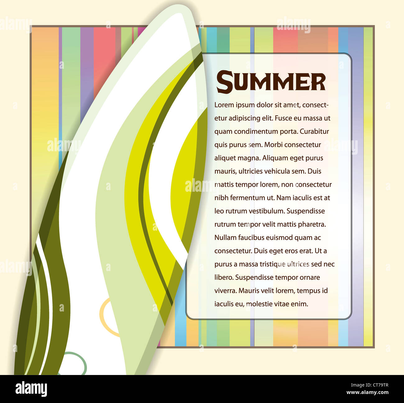 Châssis d'été vecteur avec planche de surf Banque D'Images