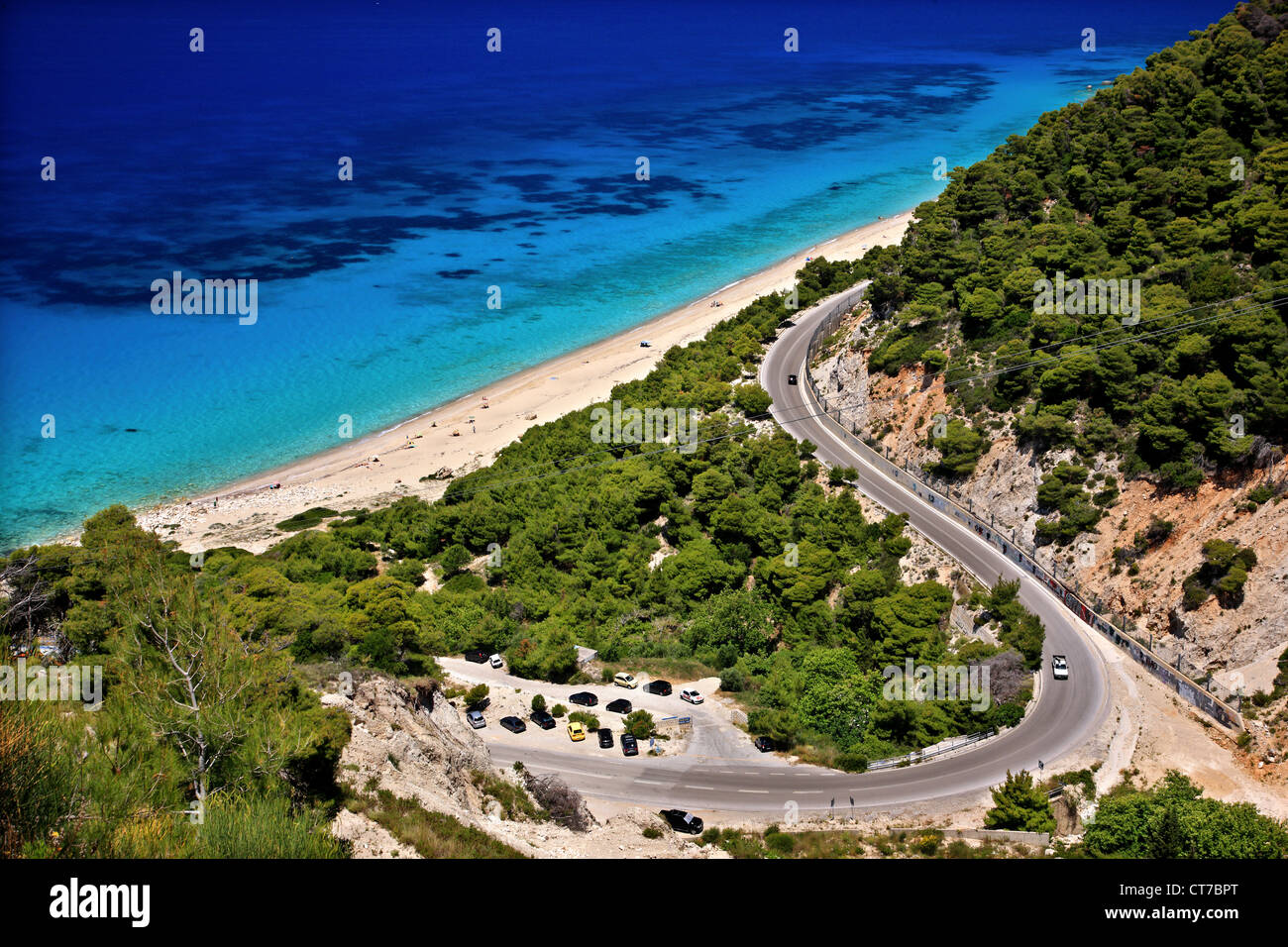 Pefkoulia beach, à l'ouest de Lefkada (ou 'Athènes'), île de la mer Ionienne, l'Eptanisa (même "îles"), Grèce Banque D'Images