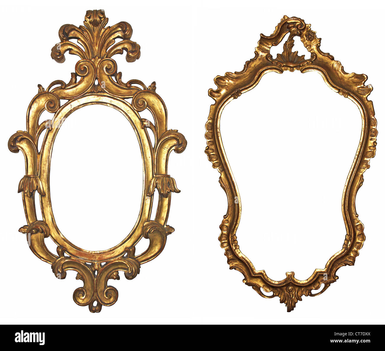 Vieux cadres en bois doré pour les miroirs Banque D'Images
