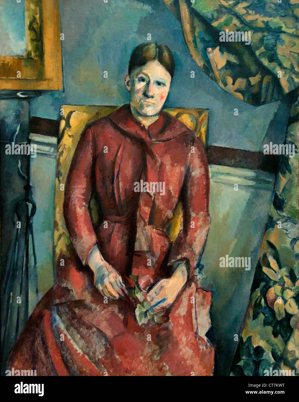 Madame Cézanne (Hortense Fiquet, 1850-1922) dans une robe rouge Paul Cézanne 1839 - 1906 France Banque D'Images