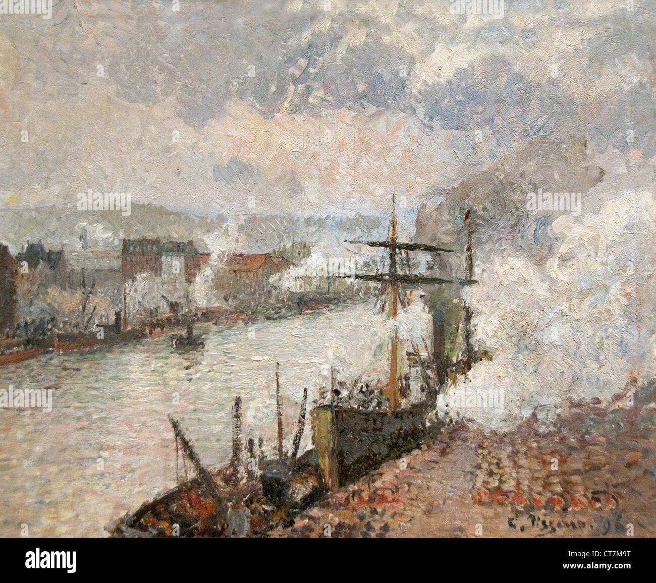 Steamboat dans le Port de Rouen 1896 1830 1905 Camille Pissarro - France Banque D'Images