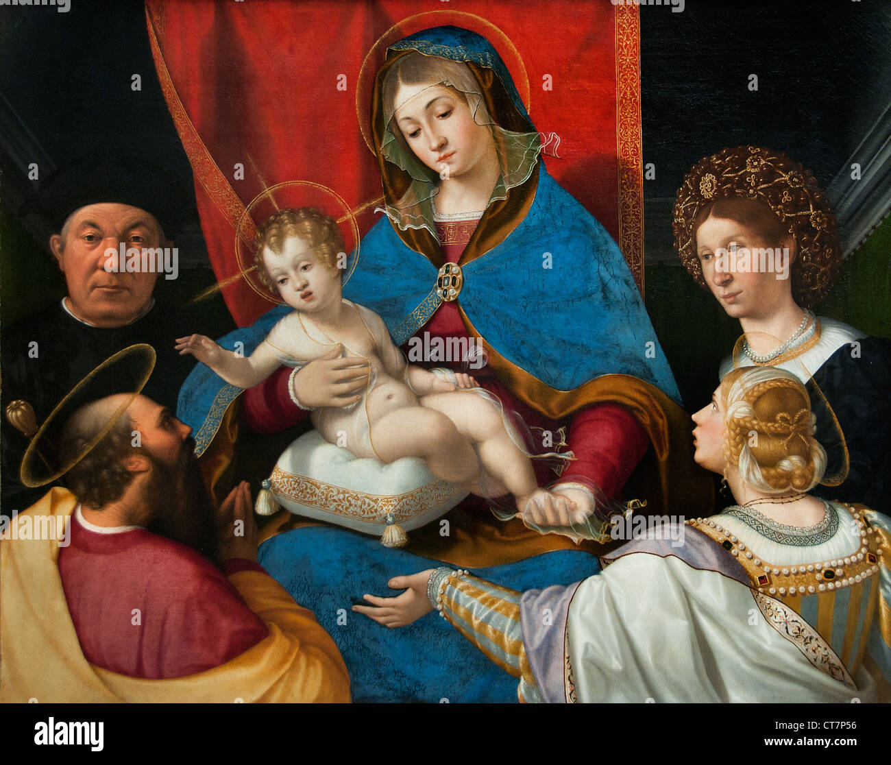 La Madone et l'enfant avec les Saints Paul et Agnès et Poalo et Agnese Cassotti 1520 par Andrea Previtali Italie Italien Banque D'Images
