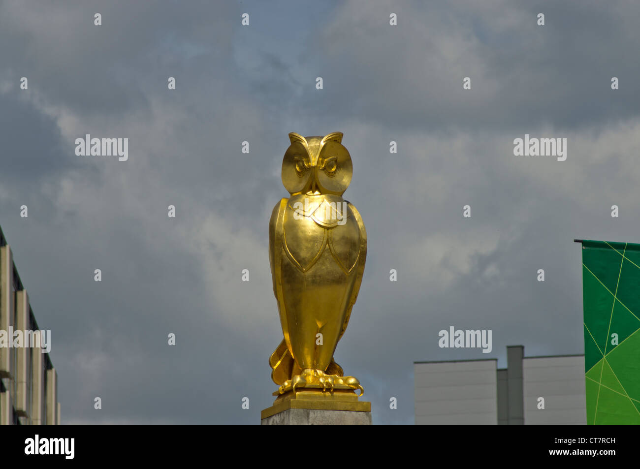 Le symbole de Leeds, Golden Owl sur la civic hall, la place du millénaire Banque D'Images