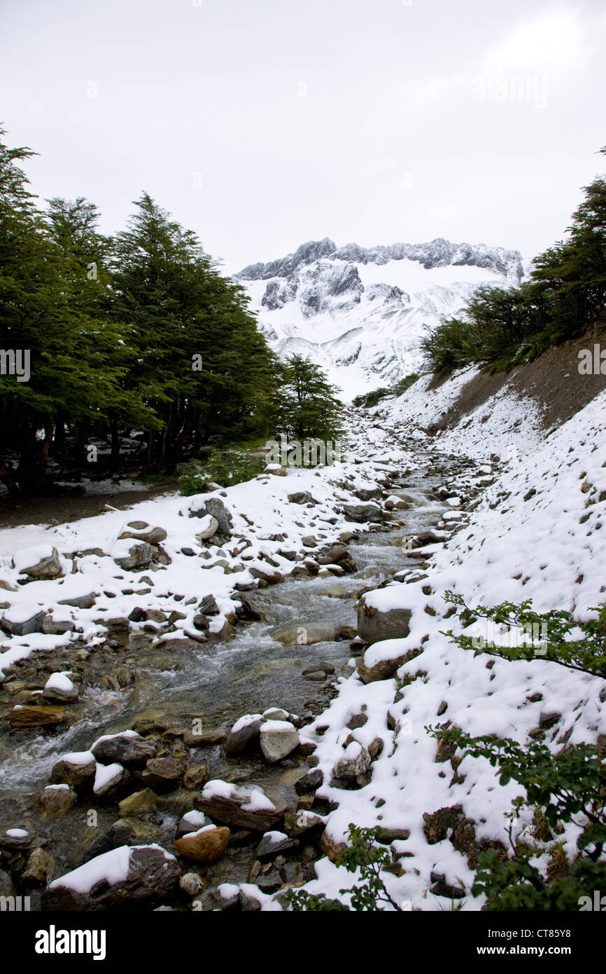 Voie menant vers Glaciar Martial Banque D'Images