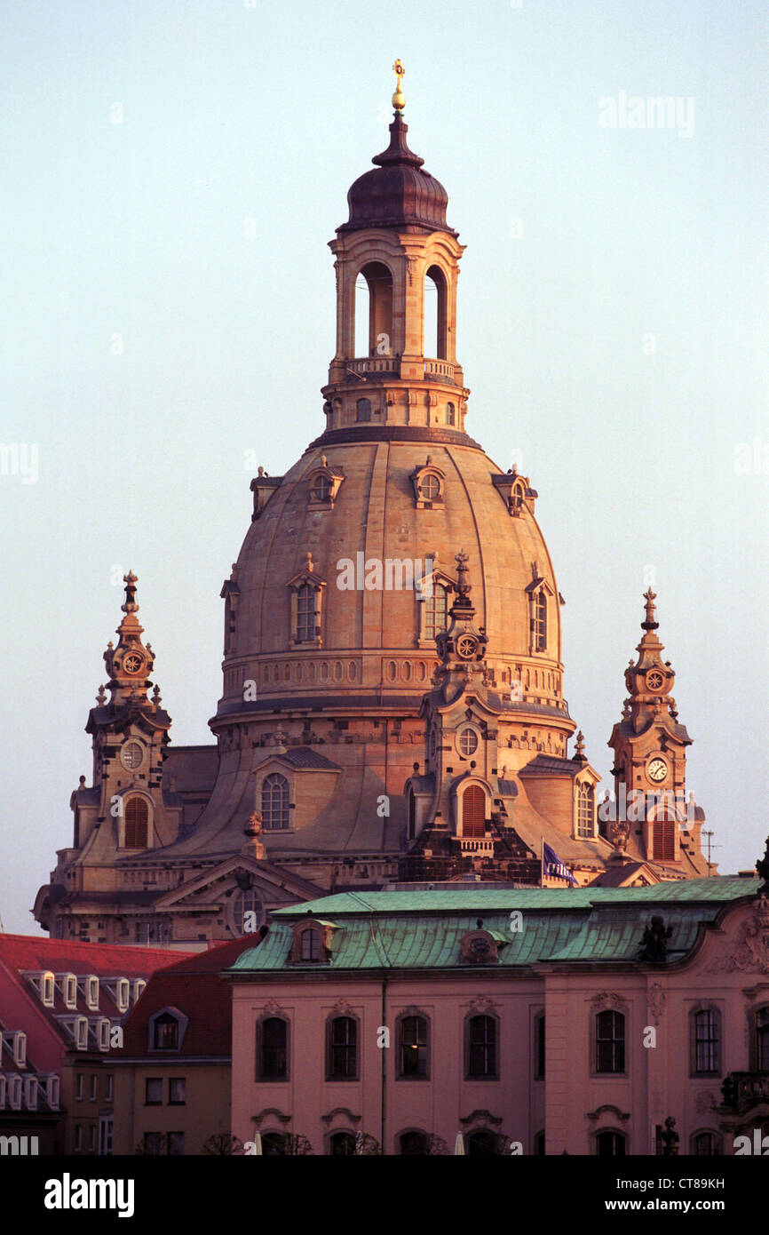 Dresde, la coupole de la Frauenkirche reconstruite Banque D'Images