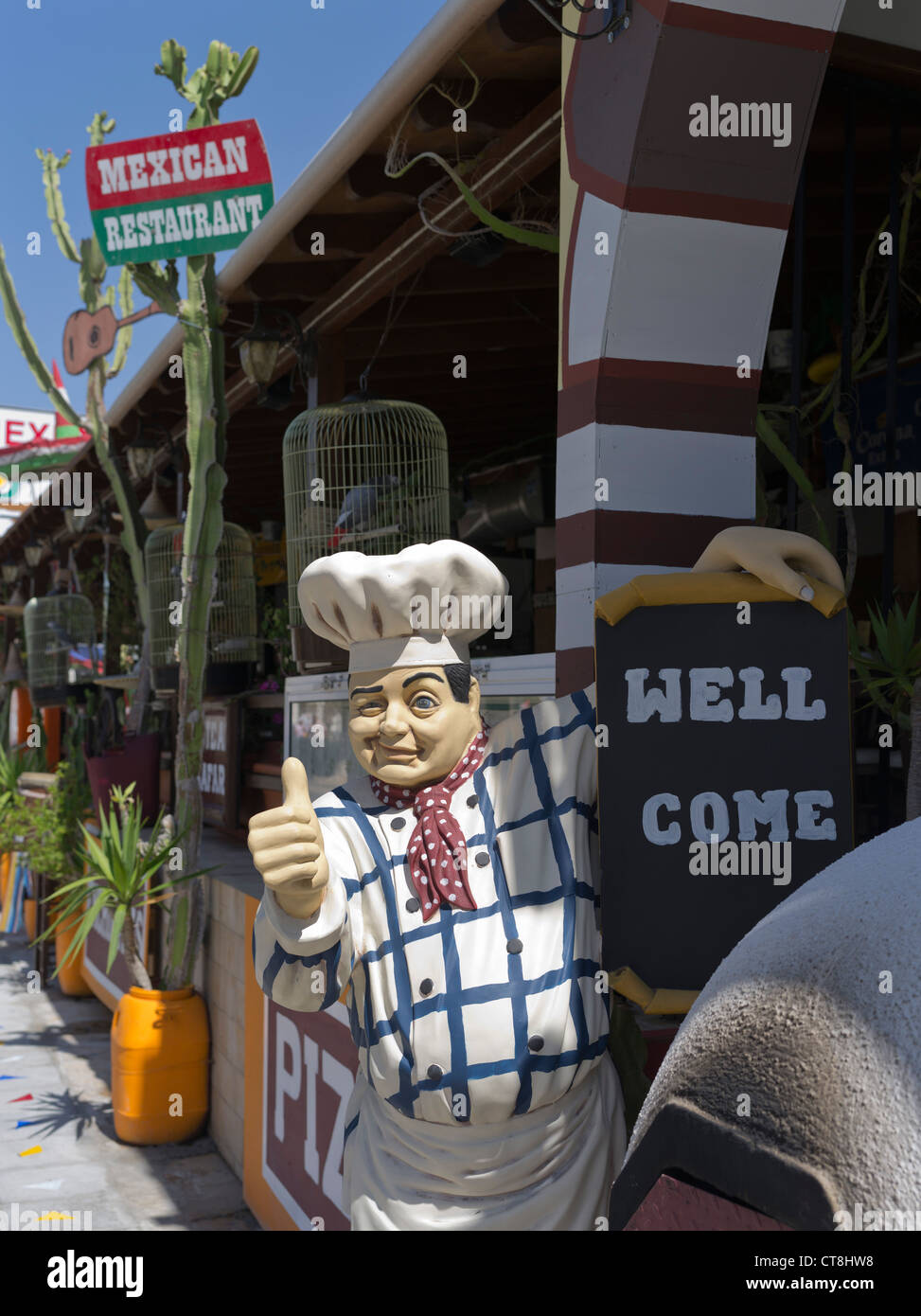 dh AYIA NAPA CHYPRE SOUTH Cypriote Restaurant mexicain signe de bienvenue restaurants Banque D'Images