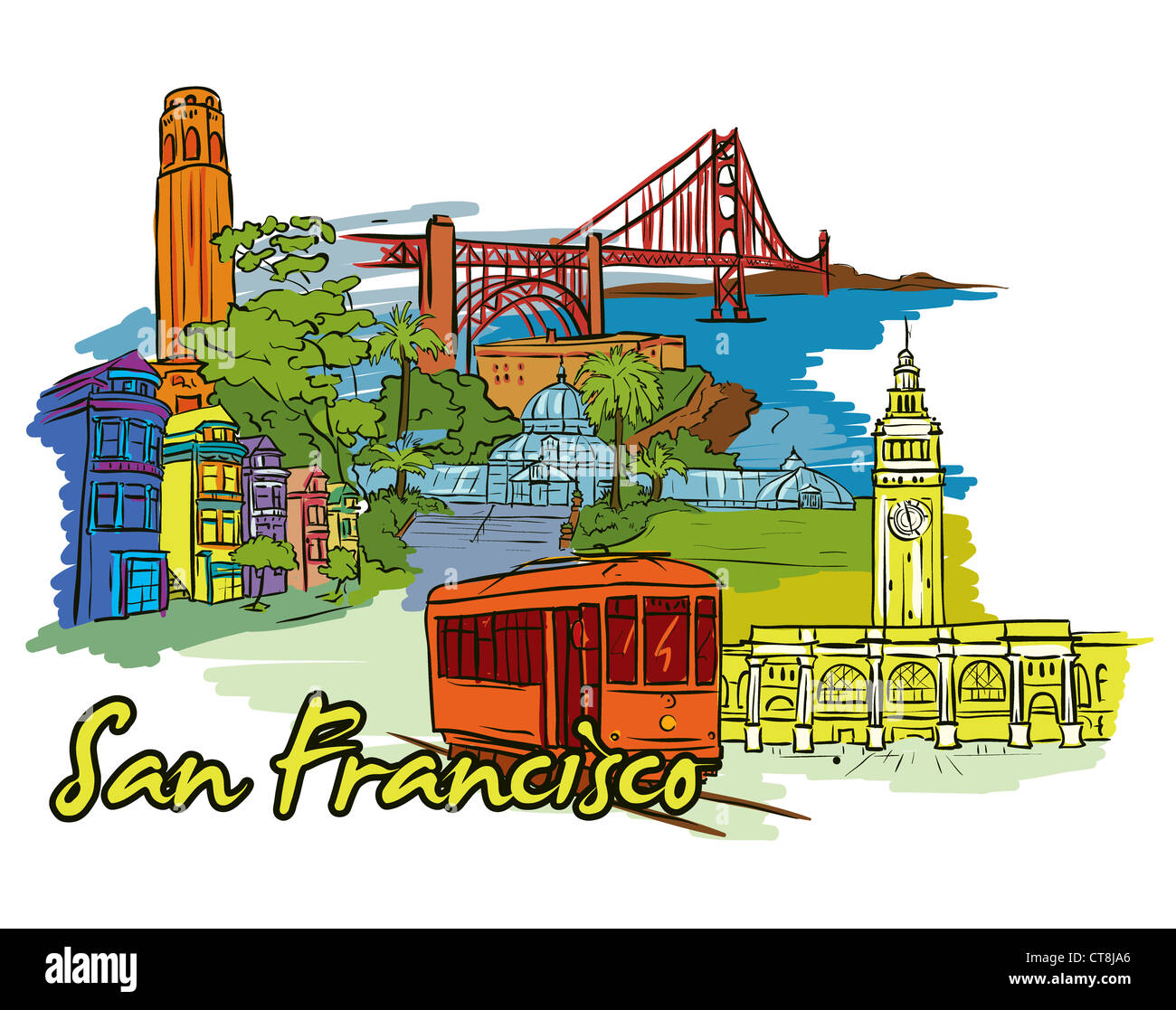 San Francisco doodles vector illustration Banque D'Images
