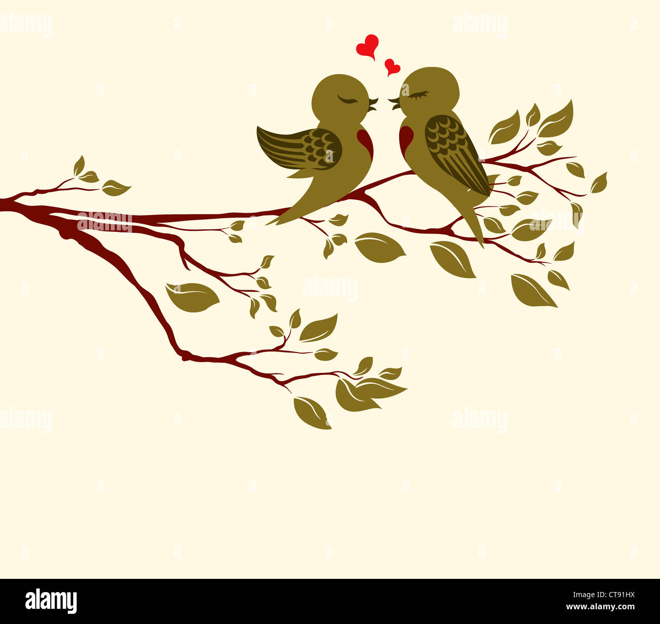 Les oiseaux d'amour vecteur sur branch Banque D'Images