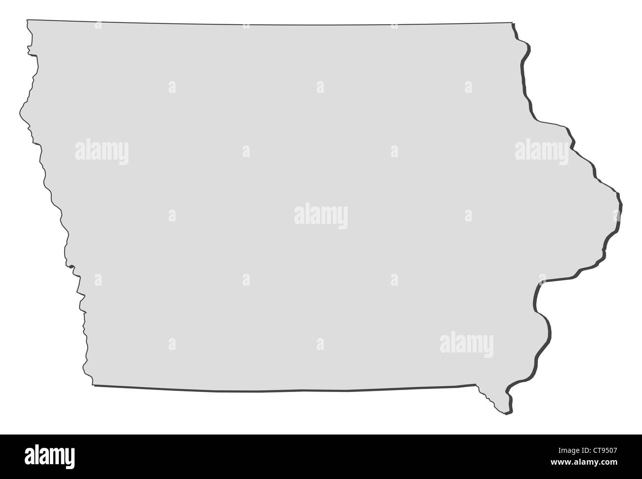 Carte de l'Iowa, un état des États-Unis. Banque D'Images