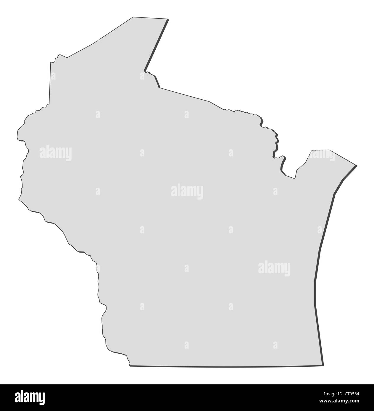 La carte du Wisconsin, un état des États-Unis. Banque D'Images