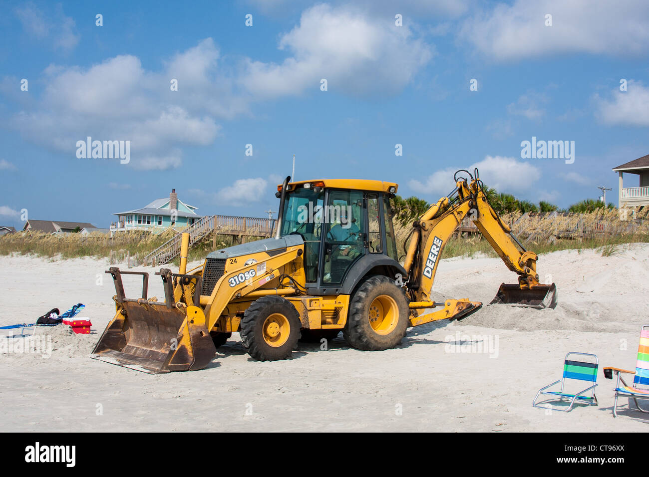 John Deere avec bulldozer pelleteuse Banque D'Images
