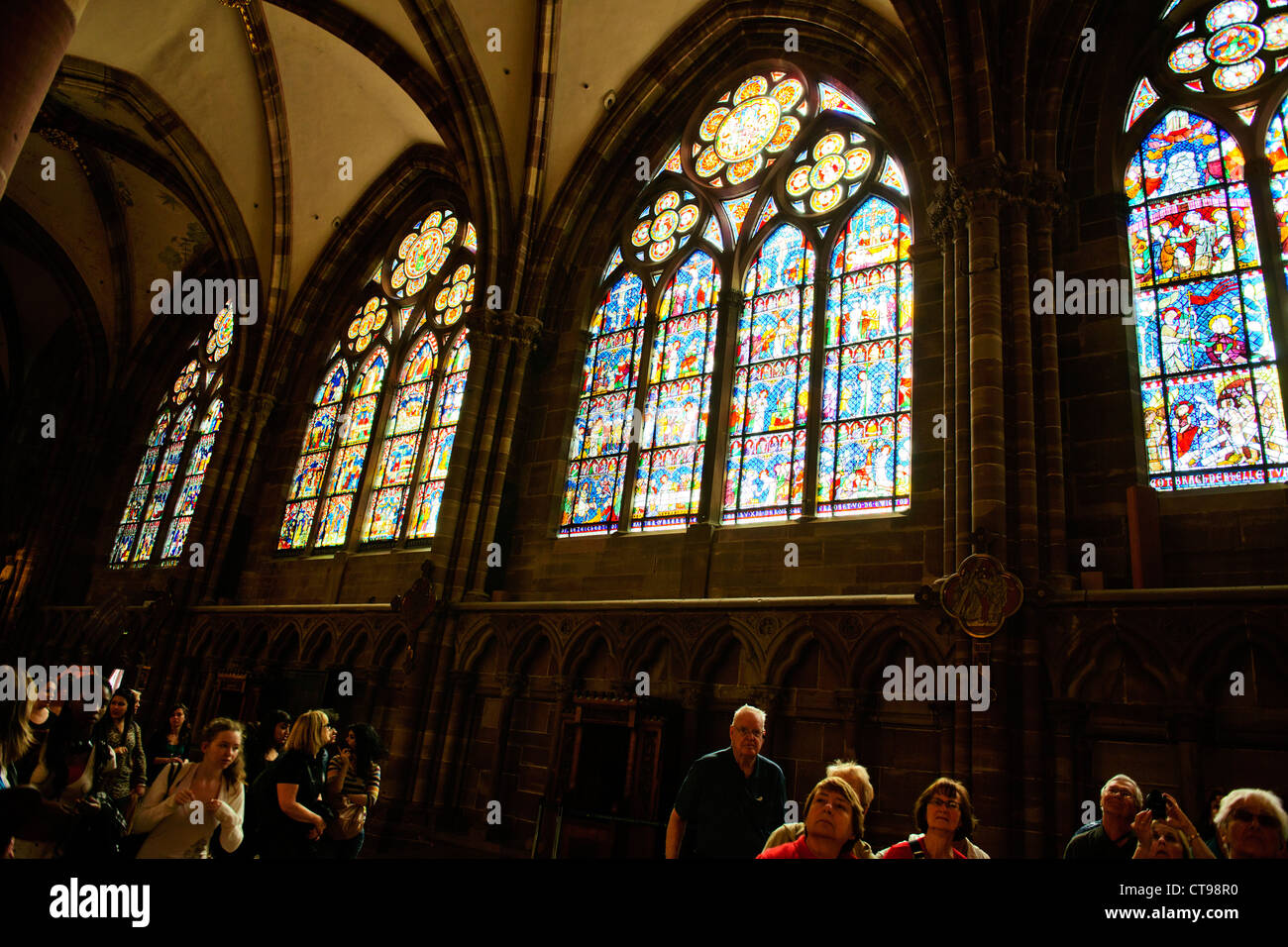 La cathédrale de Strasbourg,Erwin von Steinbach est crédité pour les importantes contributions de 1277 à sa mort en 1318, à 142 mètres,466 ft Banque D'Images