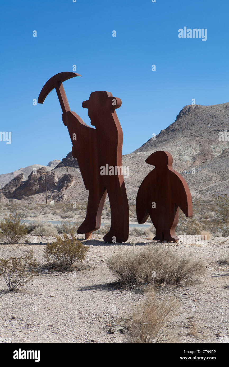 Statue, sculpture à rhyolite, Nevada. Banque D'Images