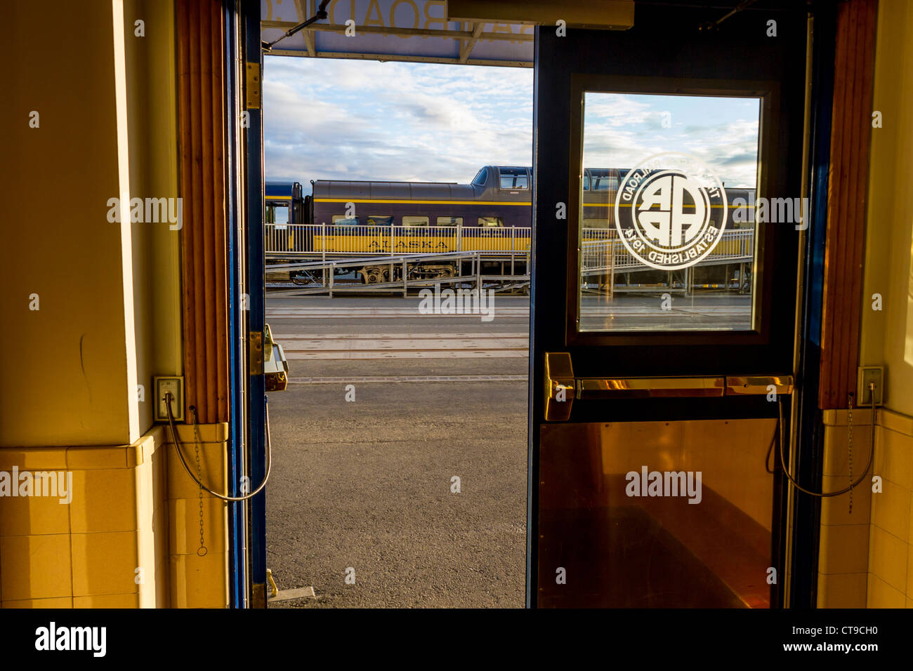 Alaska Railroad Anchorage dépôt de train à Anchorage, Alaska. Banque D'Images