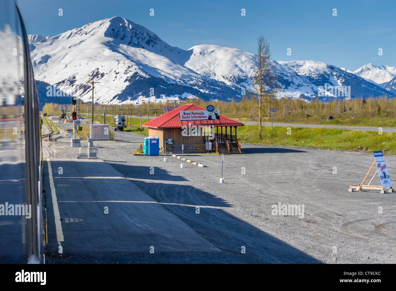 Alaska Railroad Coastal Classic train allant d'Anchorage à Seward, Alaska. Banque D'Images