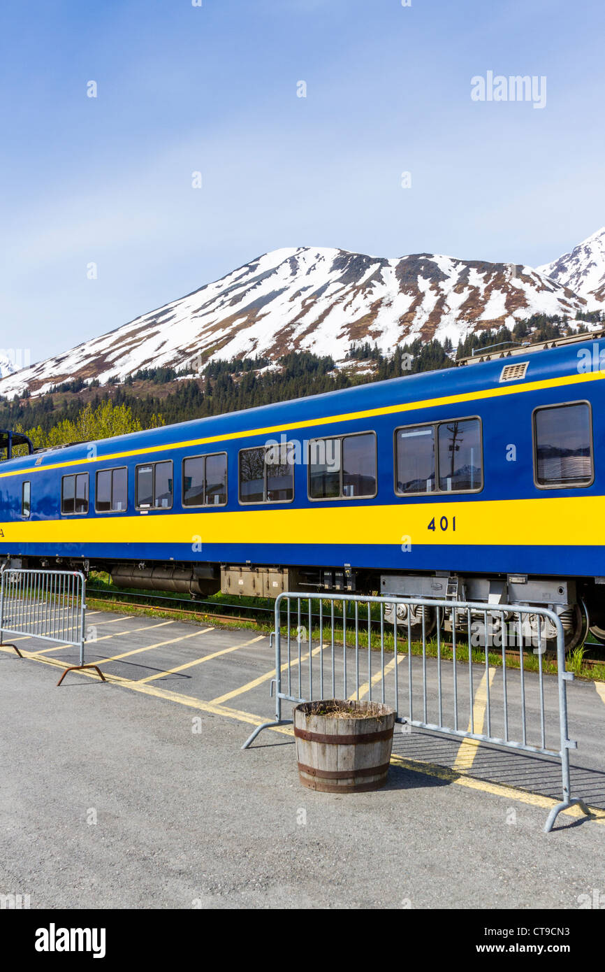 Alaska Railroad train Depot à Seward, Alaska. Banque D'Images