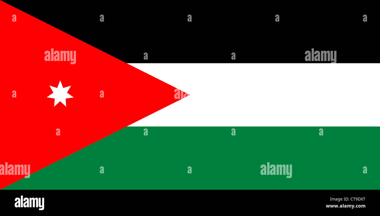 Drapeau national du Royaume hachémite de Jordanie. Banque D'Images