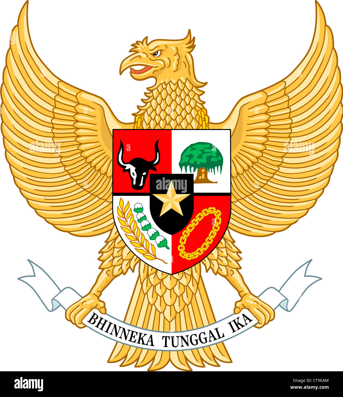 Les armoiries nationales de la République d'Indonésie. Banque D'Images