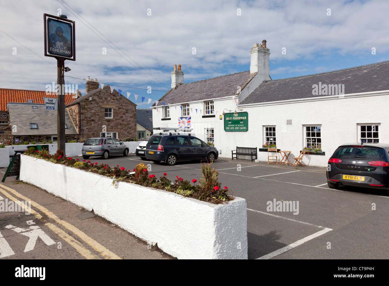 Le Jolly Fisherman pub, Craster, Northumberland Banque D'Images