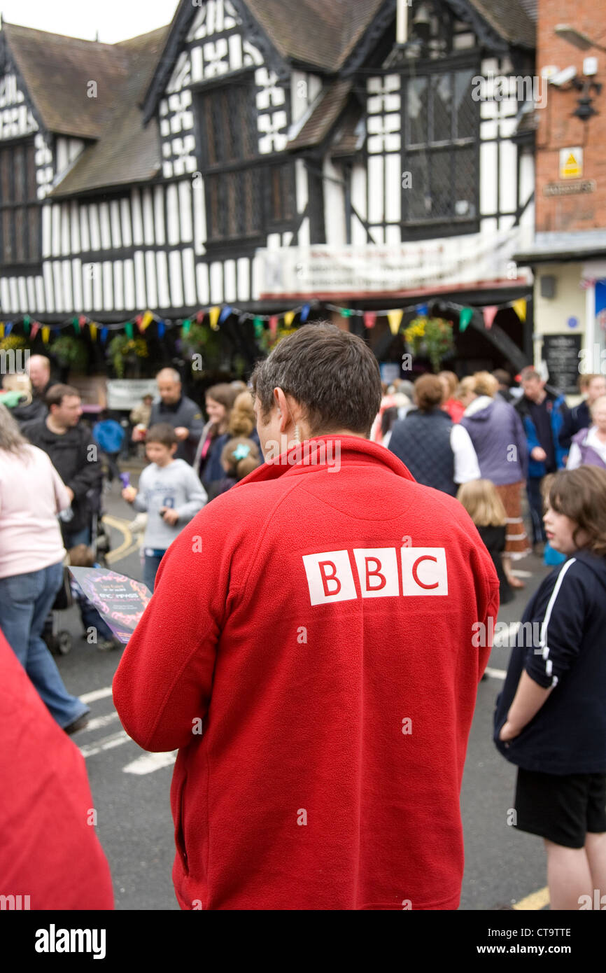 L'intérêt des médias dans la ville de Much Wenlock Shropshire au cours de ses propres célébrations Olympienne en juillet 2012. Banque D'Images