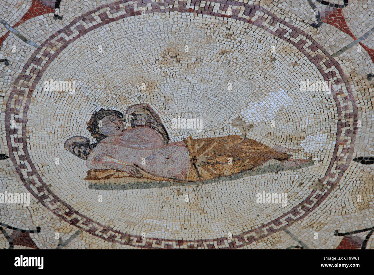 La baie de Kotor Monténégro Risan, mosaïques romaines, dieu grec Hypnos de rêves Banque D'Images