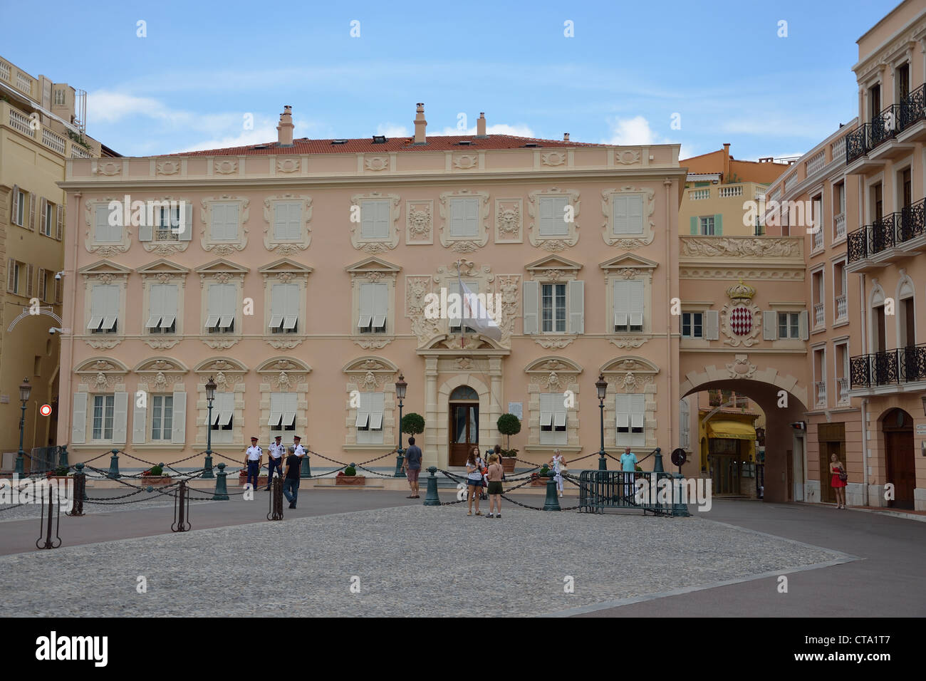 Vue sur square, Place du Palais, Monaco-Ville, Principauté de Monaco Banque D'Images