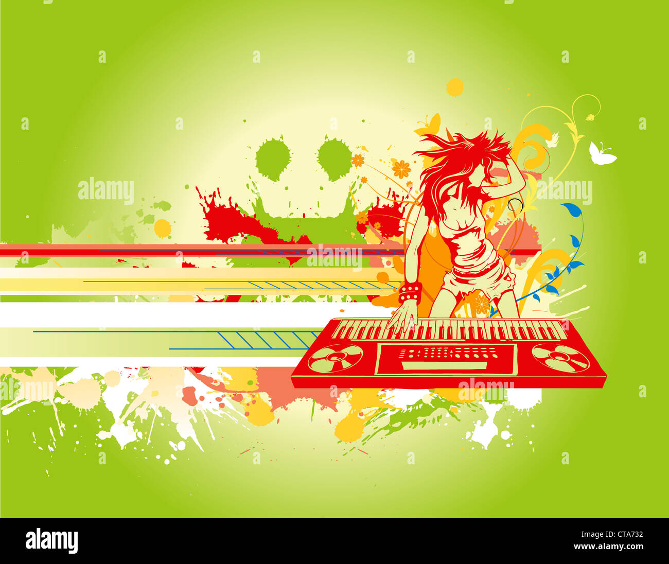 Fille avec arrière-plan de la musique d'orgue Banque D'Images