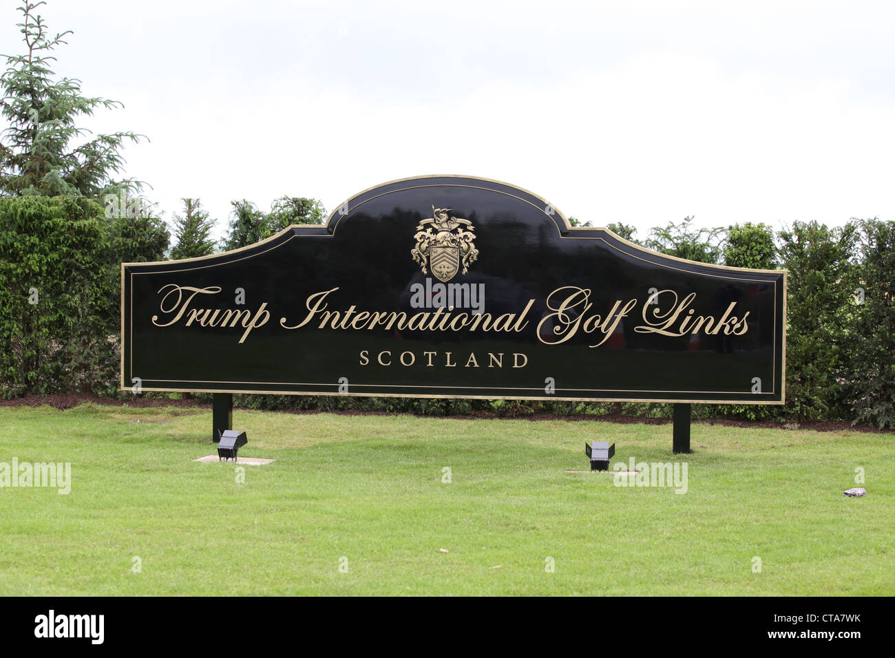 Inscrivez-vous à la nouvelle Trump International Golf Links cours dans l'Aberdeenshire, Ecosse, Royaume-Uni. L'homme d'affaires Donald Trump. Banque D'Images