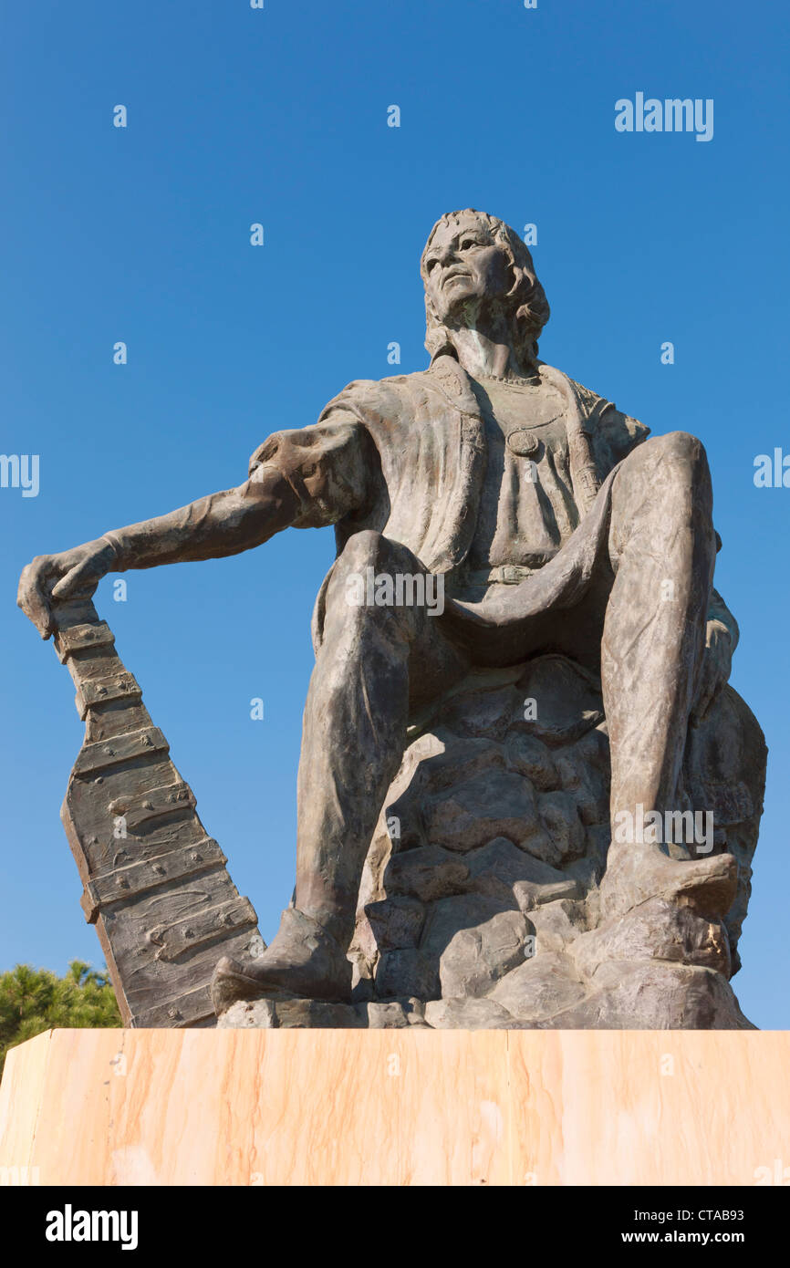 Statue de Christophe Colomb à La Rabida Monastère, Province de Huelva, Andalousie, Espagne du sud. Banque D'Images