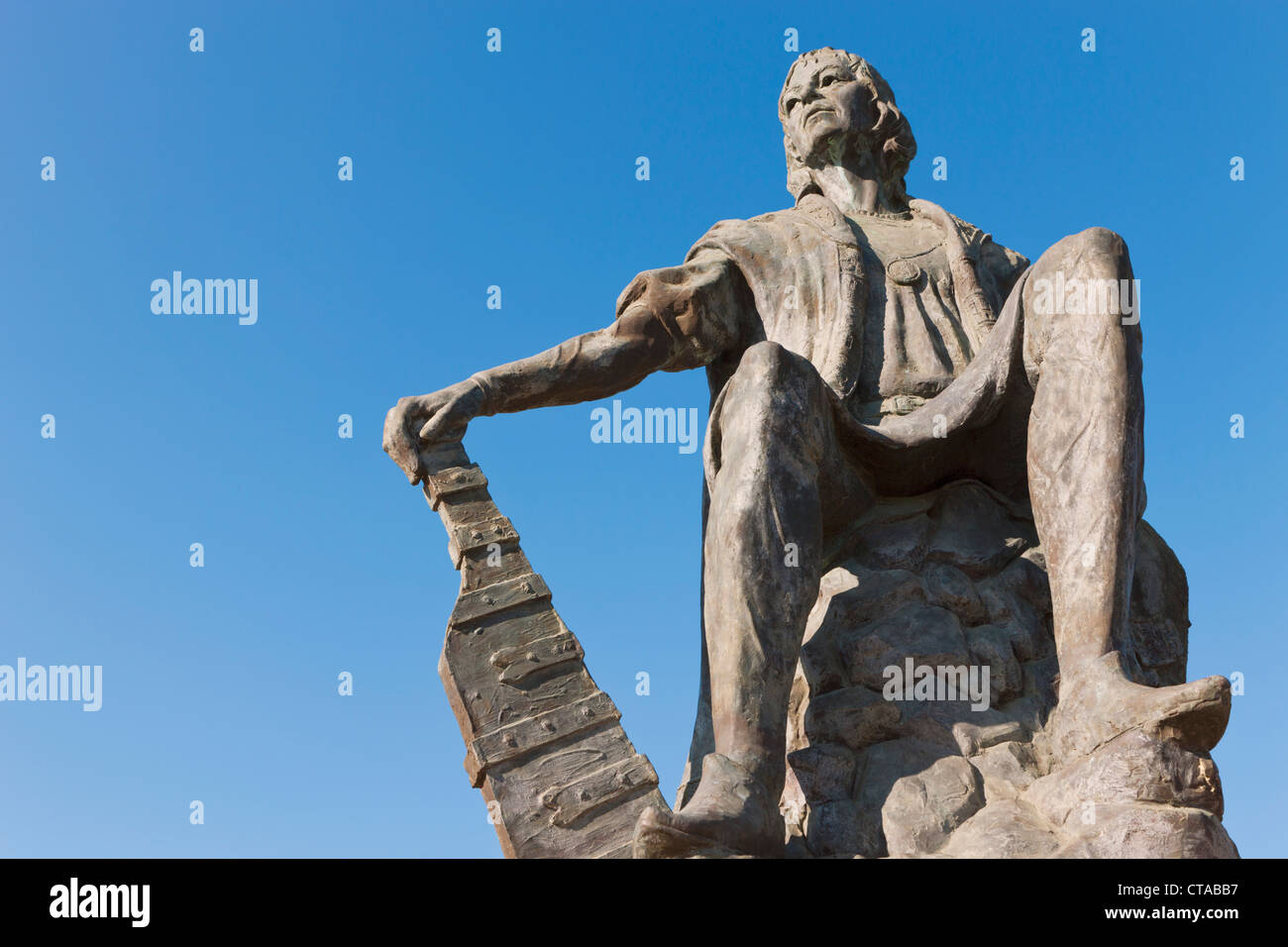 Statue de Christophe Colomb à La Rabida Monastère, Province de Huelva, Andalousie, Espagne du sud. Banque D'Images