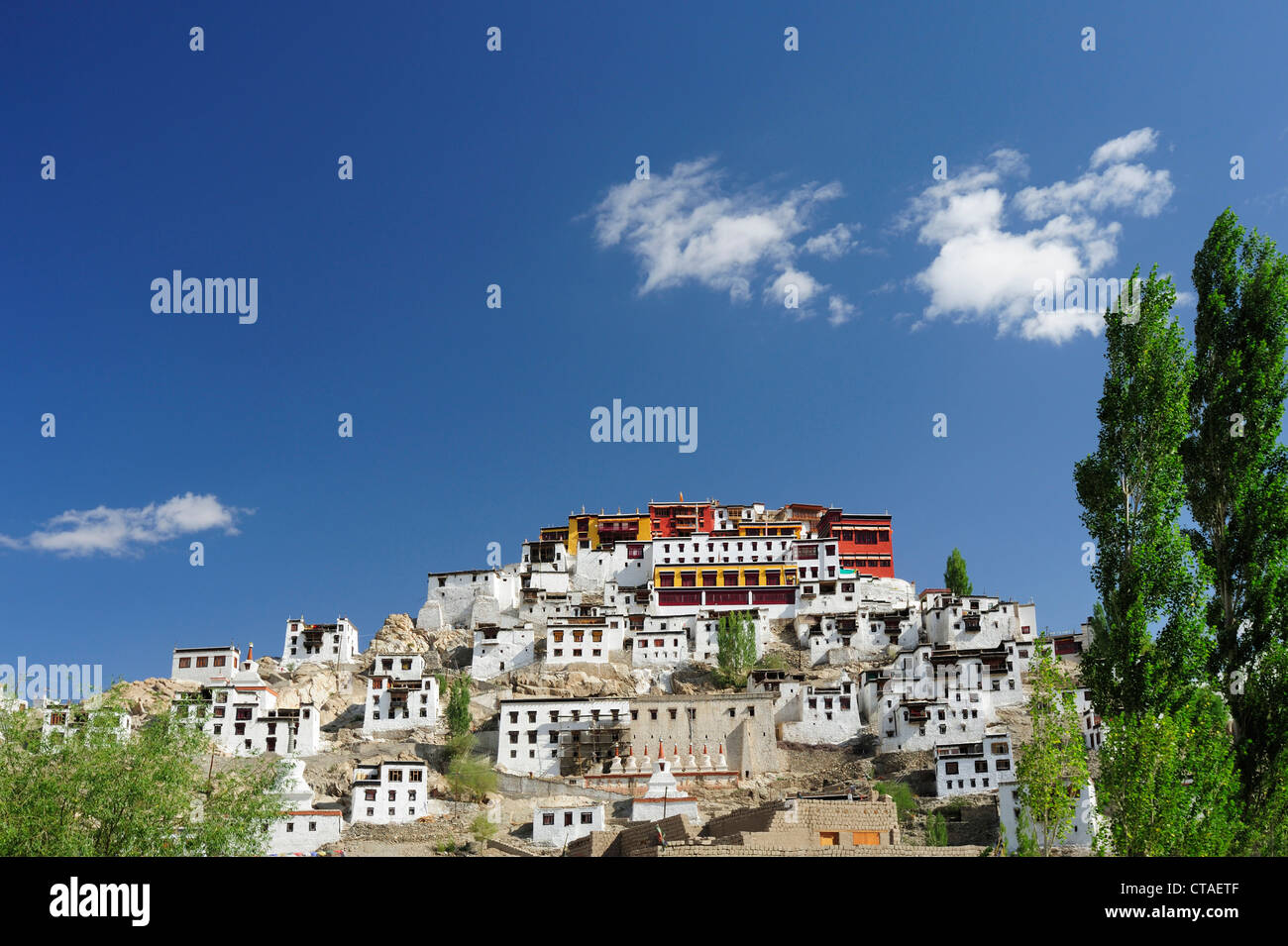 Monastère de Tikse, Thiksey, Leh, vallée de l'Indus, le Ladakh, le Jammu-et-Cachemire, l'Inde Banque D'Images