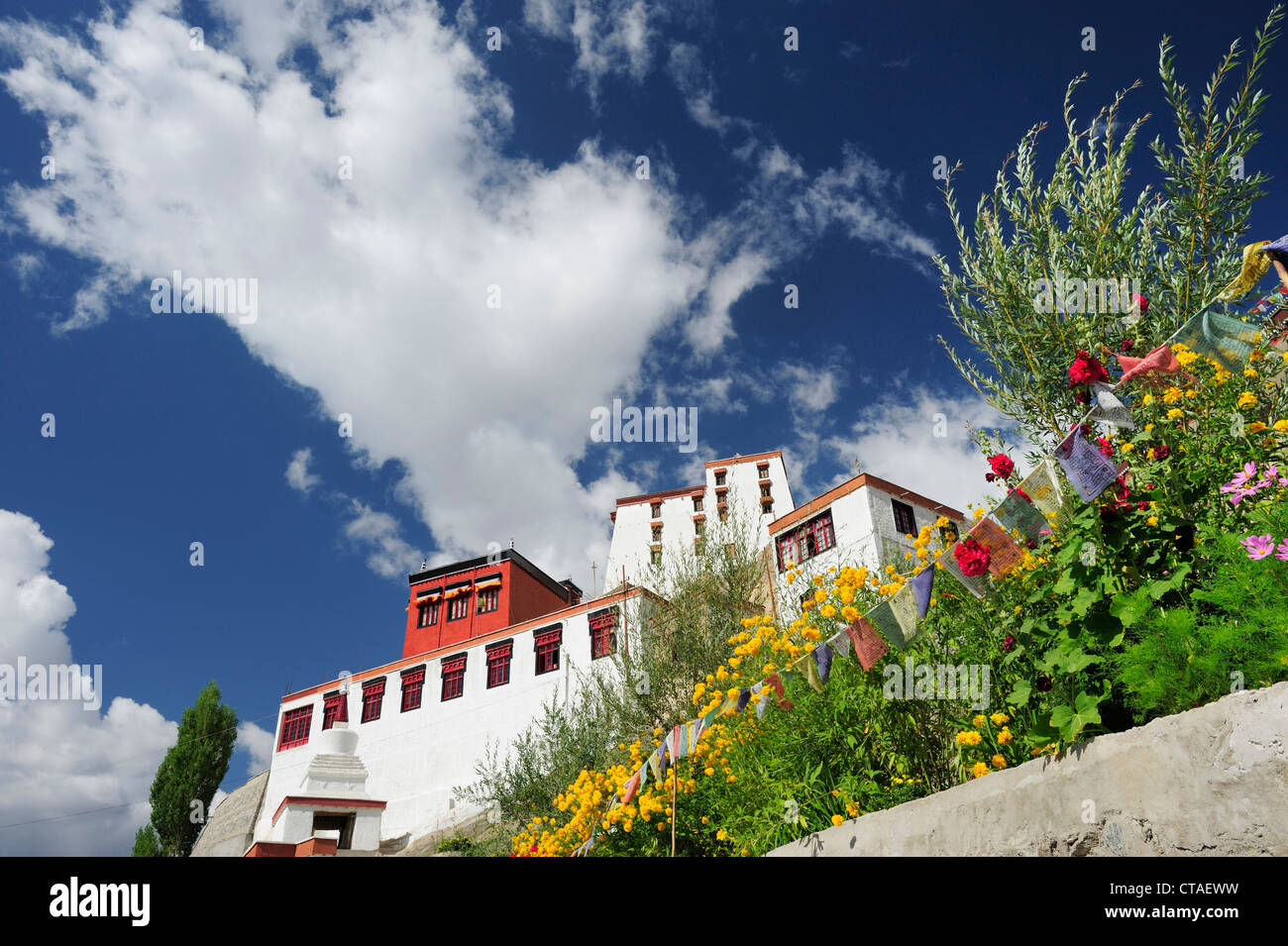 Monastère de Tikse, Thiksey, Leh, vallée de l'Indus, le Ladakh, le Jammu-et-Cachemire, l'Inde Banque D'Images
