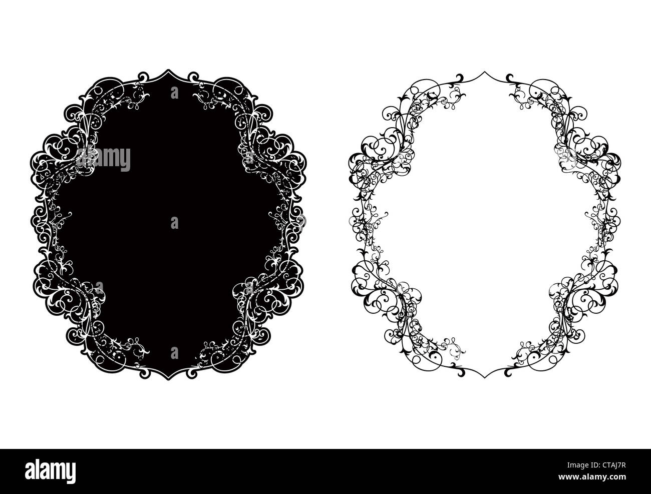 Vector retro floral frame dans deux styles différents Banque D'Images