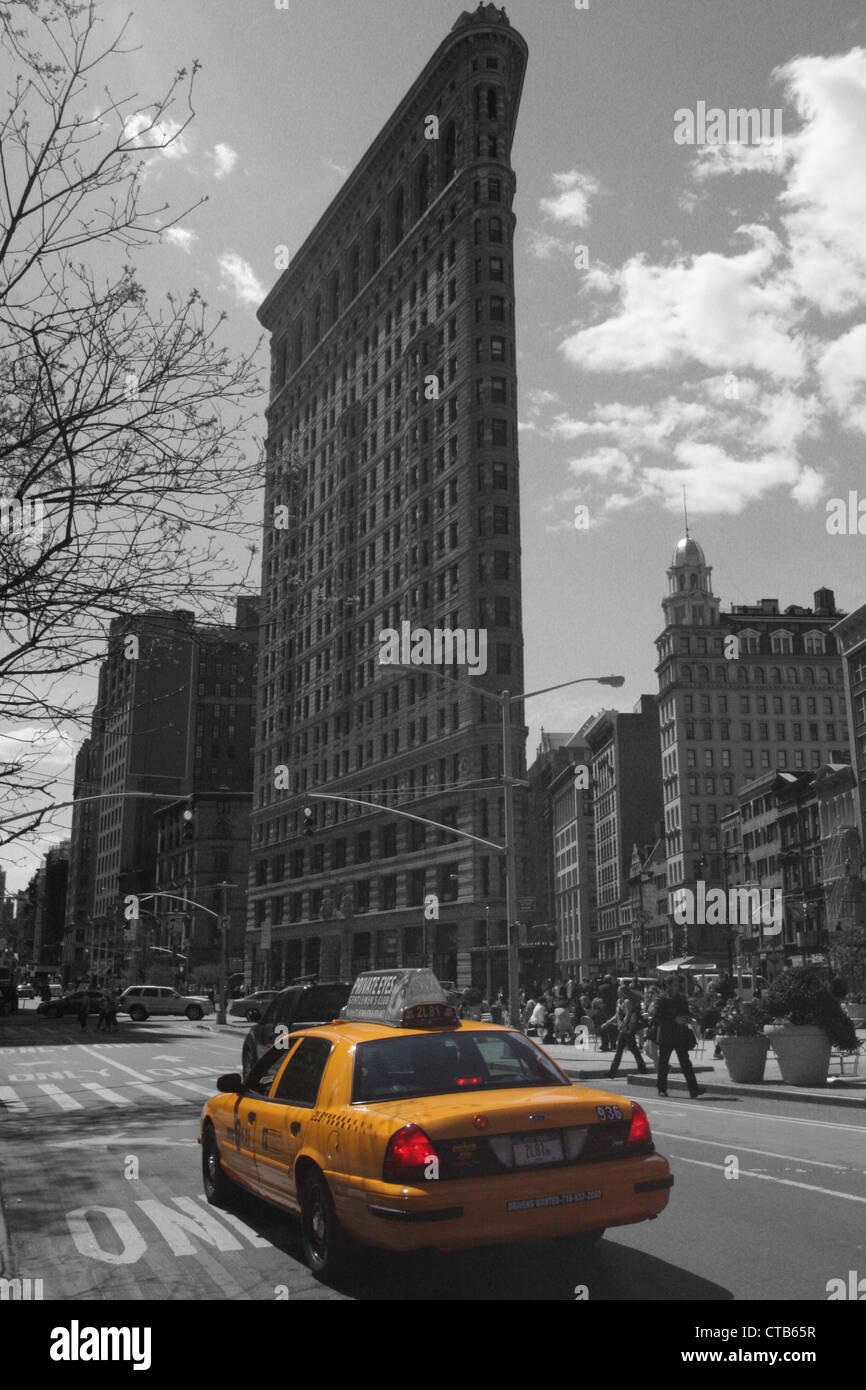 Flat Iron Building, New York City, couleur Pop Banque D'Images