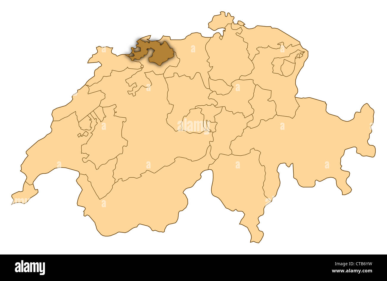 Carte de Suisse Bâle-Campagne où est mis en évidence Photo Stock - Alamy
