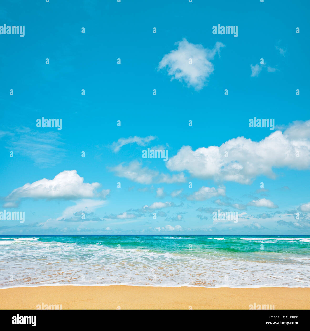 Plage tropicale en journée ensoleillée. La composition carrée. Banque D'Images Plage tropicale en journée ensoleillée. La composition carrée. Banque D'Images