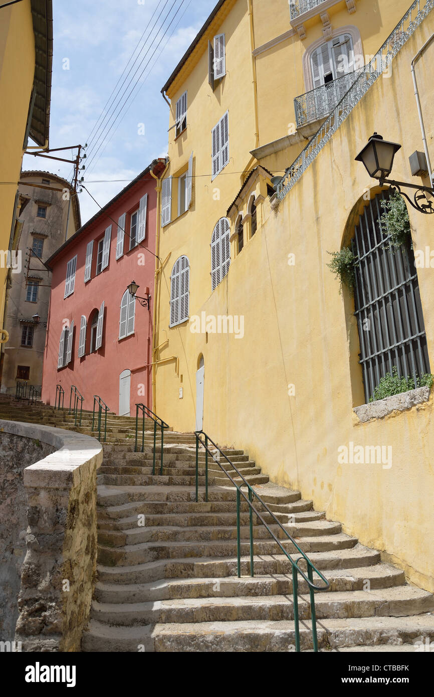Les étapes de la vieille ville, rue du saut, Grasse, Côte d'Azur, Alpes-Maritimes, Provence-Alpes-Côte d'Azur, France Banque D'Images