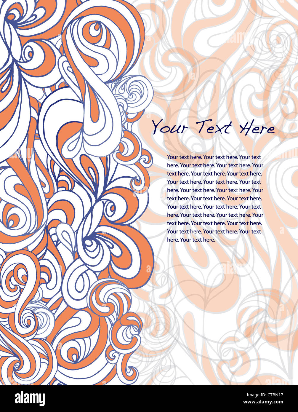 Nuages orange et blanc forme frontière avec place pour le texte. Banque D'Images