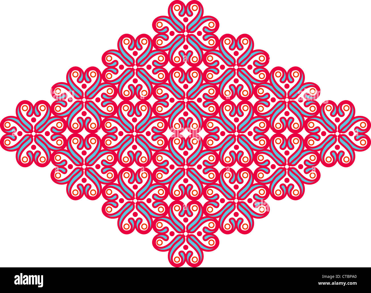 Imbrication de formes floral orné de motif de losange. Banque D'Images