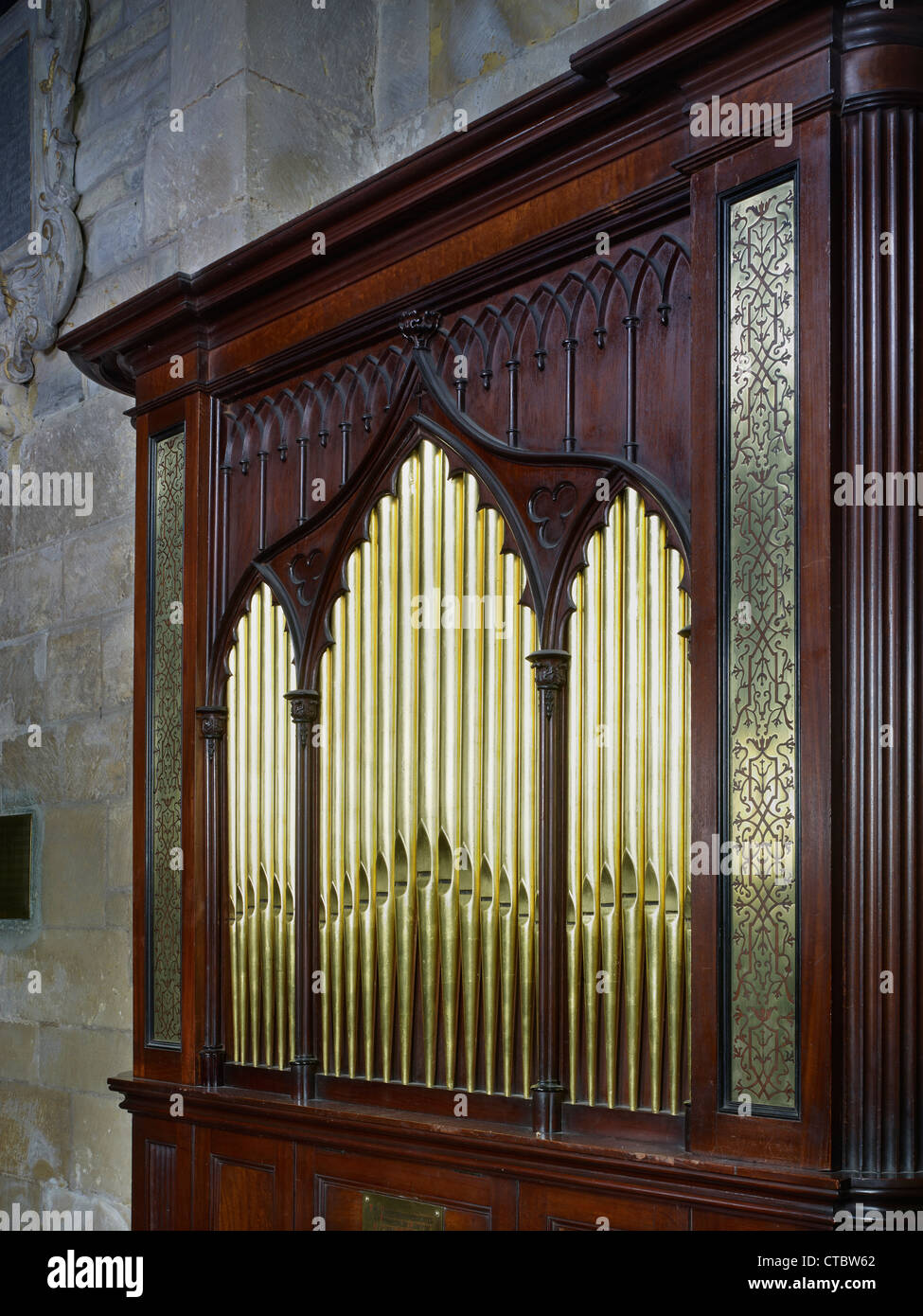 Abbaye de Tewkesbury, petit orgue du 18ème siècle Banque D'Images