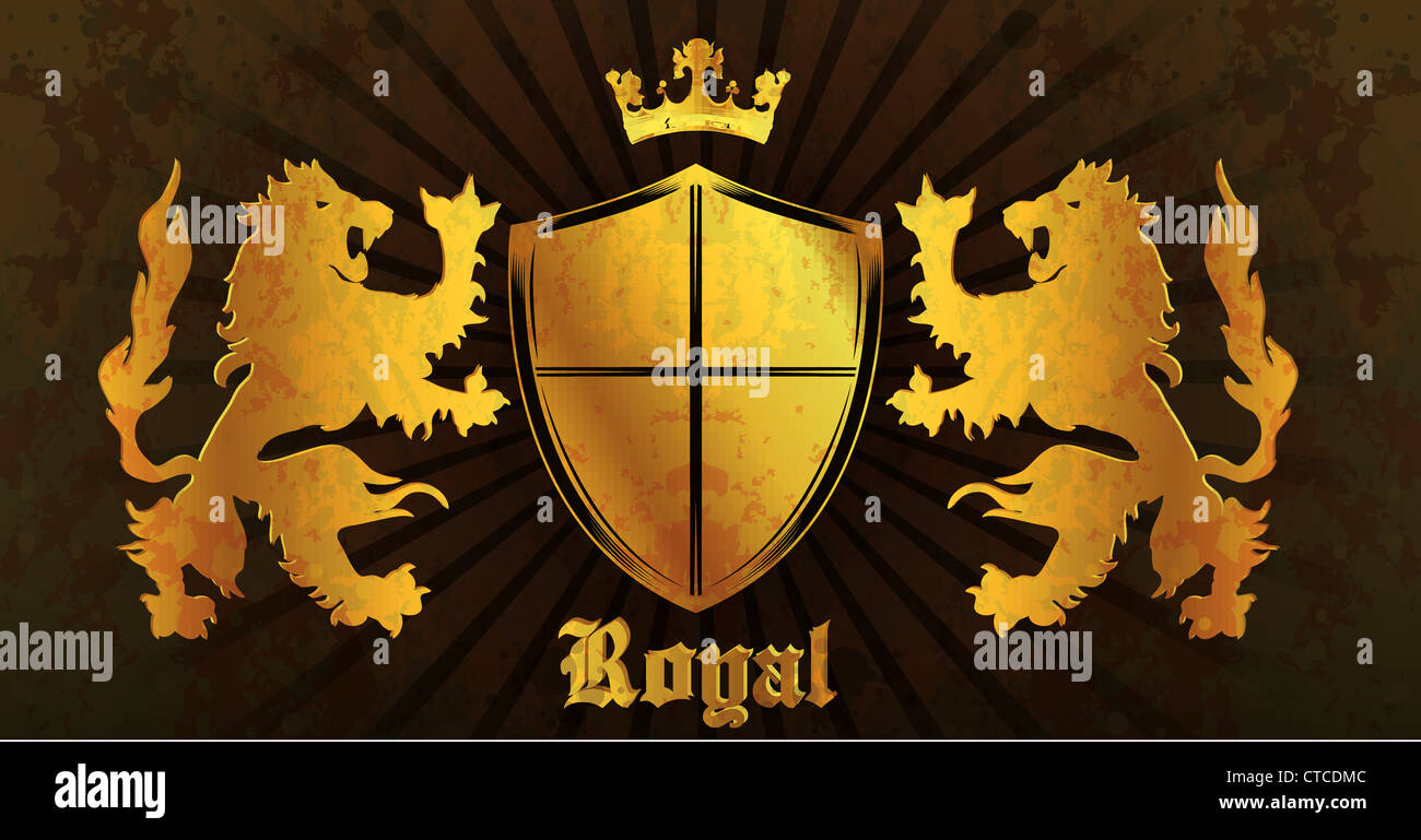 Vector grunge avec la protection de l'emblème Banque D'Images